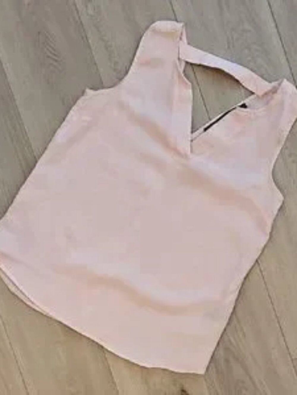 Harve Benard Linen Light Pink Sleeveless V-Neck‎ &amp; Open Back Blouse